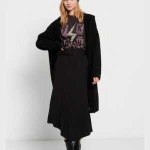 FUNKY BUDDHA ΖΑΚΕΤΑ ΠΛΕΚΤΗ MAXI ΓΥΝΑΙΚΕΙΑ ΜΕ ΚΟΥΚΟΥΛΑ OVERSIZED FBL008-137-09 BLACK