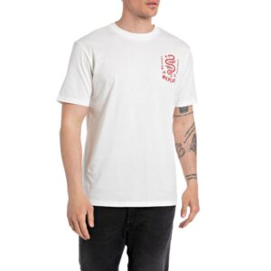 REPLAY T-SHIRT ΑΝΔΡΙΚΟ ΒΑΜΒΑΚΕΡΟ ΛΕΥΚΟ M6836.000.2660.011 SLIM FIT