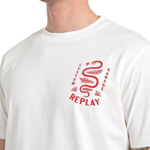 REPLAY T-SHIRT ΑΝΔΡΙΚΟ ΒΑΜΒΑΚΕΡΟ ΛΕΥΚΟ M6836.000.2660.011 SLIM FIT