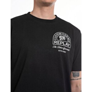 REPLAY T-SHIRT ΑΝΔΡΙΚΟ ΒΑΜΒΑΚΕΡΟ ΜΑΥΡΟ M6837.000.2660.098 SLIM FIT