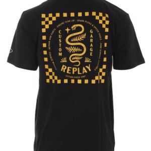 REPLAY T-SHIRT ΑΝΔΡΙΚΟ ΒΑΜΒΑΚΕΡΟ ΜΑΥΡΟ M6836.000.2660.098 SLIM FIT