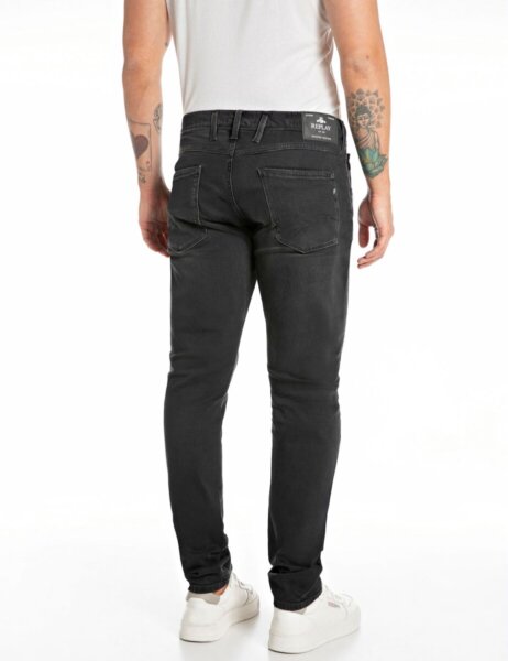 REPLAY JEAN ΑΝΤΡΙΚΟ ΜΑΥΡΟ ΒΑΜΒΑΚΕΡΟ ANBASS M914Y.000.719.704.099 SLIM FIT