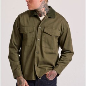 FUNKY BUDDHA ΠΟΥΚΑΜΙΣΟ OVERSHIRT ΑΝΔΡΙΚΟ ΒΑΜΒΑΚΕΡΟ ΧΑΚΙ FBM010-075-05 REGULAR FIT