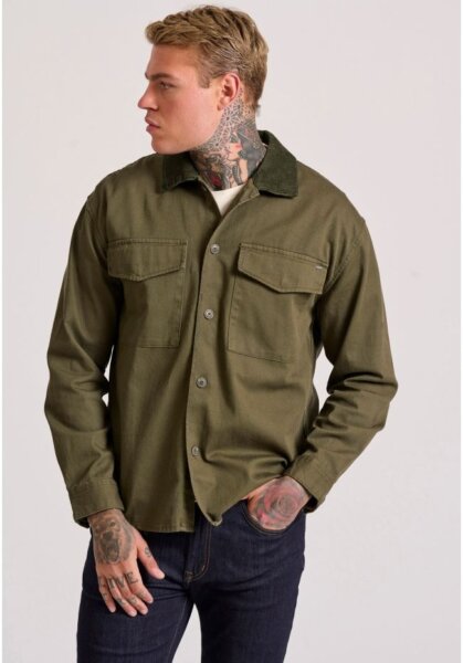 FUNKY BUDDHA ΠΟΥΚΑΜΙΣΟ OVERSHIRT ΑΝΔΡΙΚΟ ΒΑΜΒΑΚΕΡΟ ΧΑΚΙ FBM010-075-05 REGULAR FIT