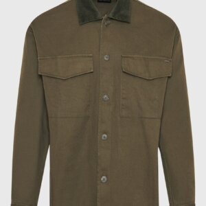 FUNKY BUDDHA ΠΟΥΚΑΜΙΣΟ OVERSHIRT ΑΝΔΡΙΚΟ ΒΑΜΒΑΚΕΡΟ ΧΑΚΙ FBM010-075-05 REGULAR FIT