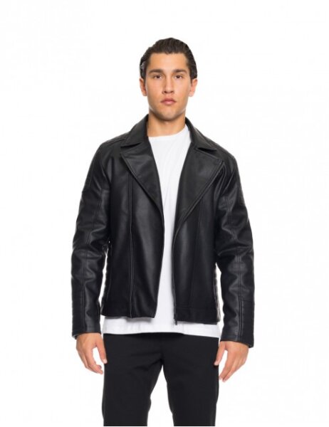 BISTON JACKET-BIKER ΤΕΧΝΟΔΕΡΜΑ ΜΑΥΡΟ 52-201-044 REGULAR FIT