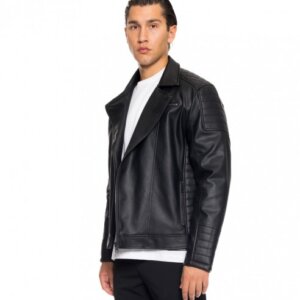 BISTON JACKET-BIKER ΑΝΤΡΙΚΟ ΤΕΧΝΟΔΕΡΜΑ ΜΑΥΡΟ 52-201-044 REGULAR FIT