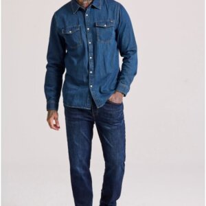 FUNKY BUDDHA ΠΟΥΚΑΜΙΣΟ DENIM ΑΝΤΡΙΚΟ ΜΠΛΕ FBM010-054-05 REGULAR FIT