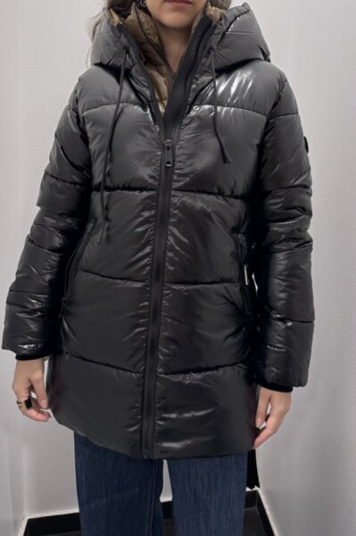 KHUJO JACKET ΓΥΝΑΙΚΕΙΟ MIDI ΜΑΥΡΟ GRANA 1176JK243 200-BLACK REGULAR FIT