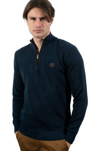 SIDE EFFECT ΠΛΕΚΤΟ HALF ZIP ΑΝΔΡΙΚΟ ΜΠΛΕ-NAVY LPZ-4222 REGULAR FIT