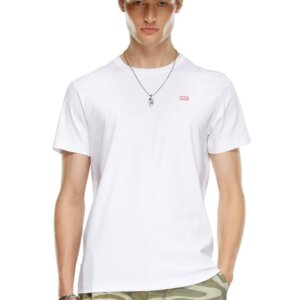 DIESEL T-SHIRT ΑΝΔΡΙΚΟ ΒΑΜΒΑΚΕΡΟ ΛΕΥΚΟ A14819-0SKAF-100 T-MIEGOR-K77 REGULAR FIT