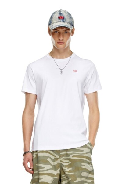 DIESEL T-SHIRT ΑΝΔΡΙΚΟ ΒΑΜΒΑΚΕΡΟ ΛΕΥΚΟ A14819-0SKAF-100 T-MIEGOR-K77 REGULAR FIT