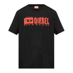 DIESEL T-SHIRT ΑΝΔΡΙΚΟ ΒΑΜΒΑΚΕΡΟ ΜΑΥΡΟ A15398-0GRAI-9XX T-ADJUST-Q7 REGULAR FIT