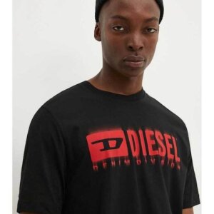 DIESEL T-SHIRT ΑΝΔΡΙΚΟ ΒΑΜΒΑΚΕΡΟ ΜΑΥΡΟ A15398-0GRAI-9XX T-ADJUST-Q7 REGULAR FIT