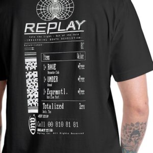 REPLAY T-SHIRT ΑΝΔΡΙΚΟ ΒΑΜΒΑΚΕΡΟ ΜΑΥΡΟ M3057.000.2660.098 REGULAR FIT